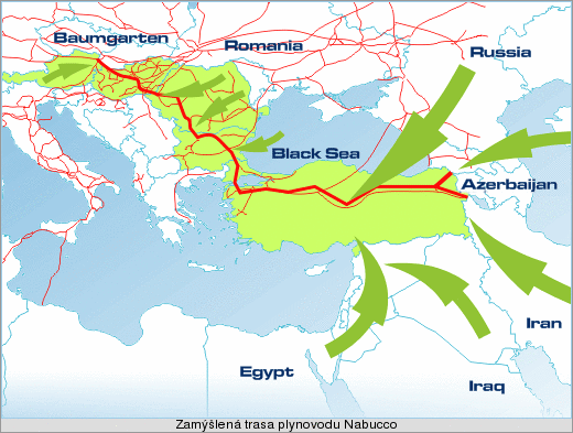 mapa plynovodu Nabucco